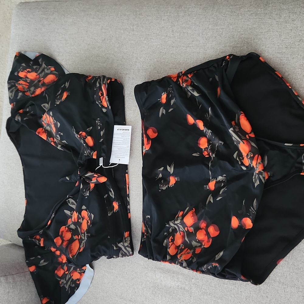 Coco Ship Swim Suit Women Sz 12 2pc High Rise Oranges Fruit Nwt